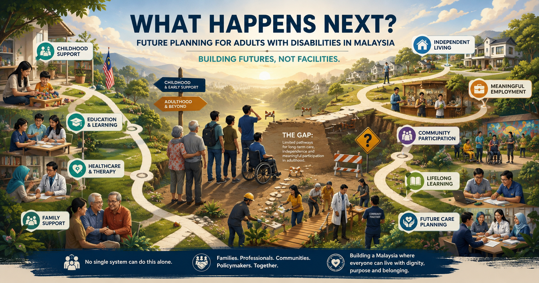 Future planning and long-term support pathways for autistic and disabled adults in Malaysia.